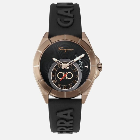 Ferragamo Mens Rose Gold 43mm Strap Watch